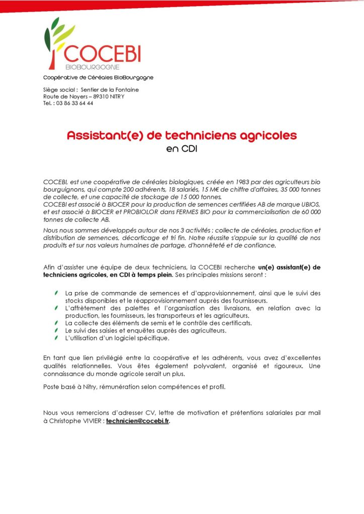 COCEBI – Coopérative Agricole 100% Bio